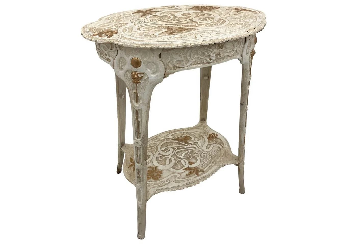 Aubaho Beistelltisch Art Nouveau Antik-Stil Gusseisen Weiß - Bild 2