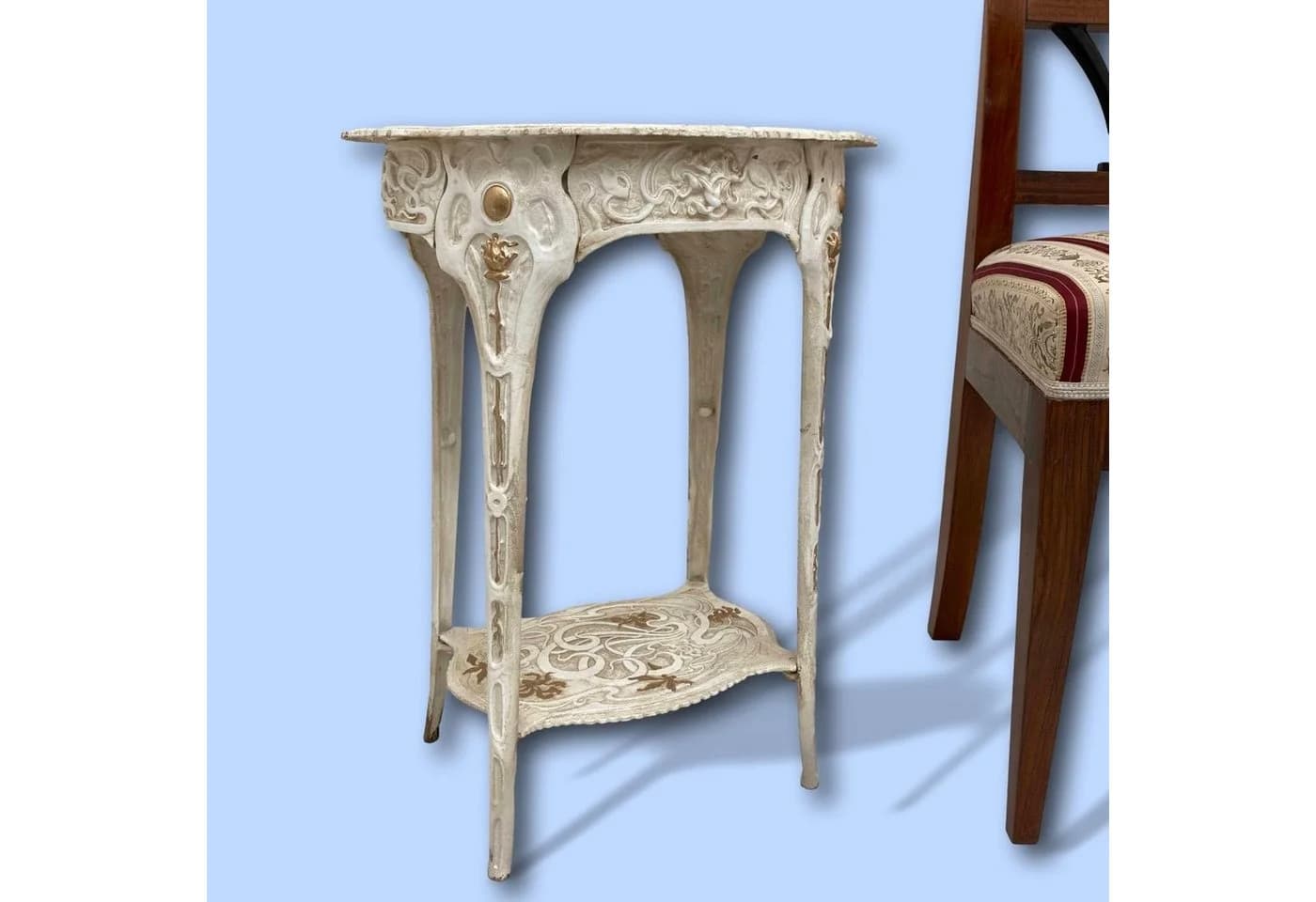 Aubaho Beistelltisch Art Nouveau Antik-Stil Gusseisen Weiß - Bild 4