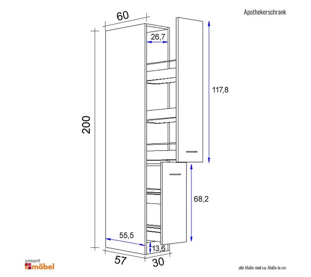 Flex-Well Apothekerschrank Küche 30 cm Weiß Witus - Bild 4