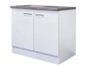 Flex-Well Spülenunterschrank 100 cm Weiß mit Arbeitsplatte & Spüle Bild 2