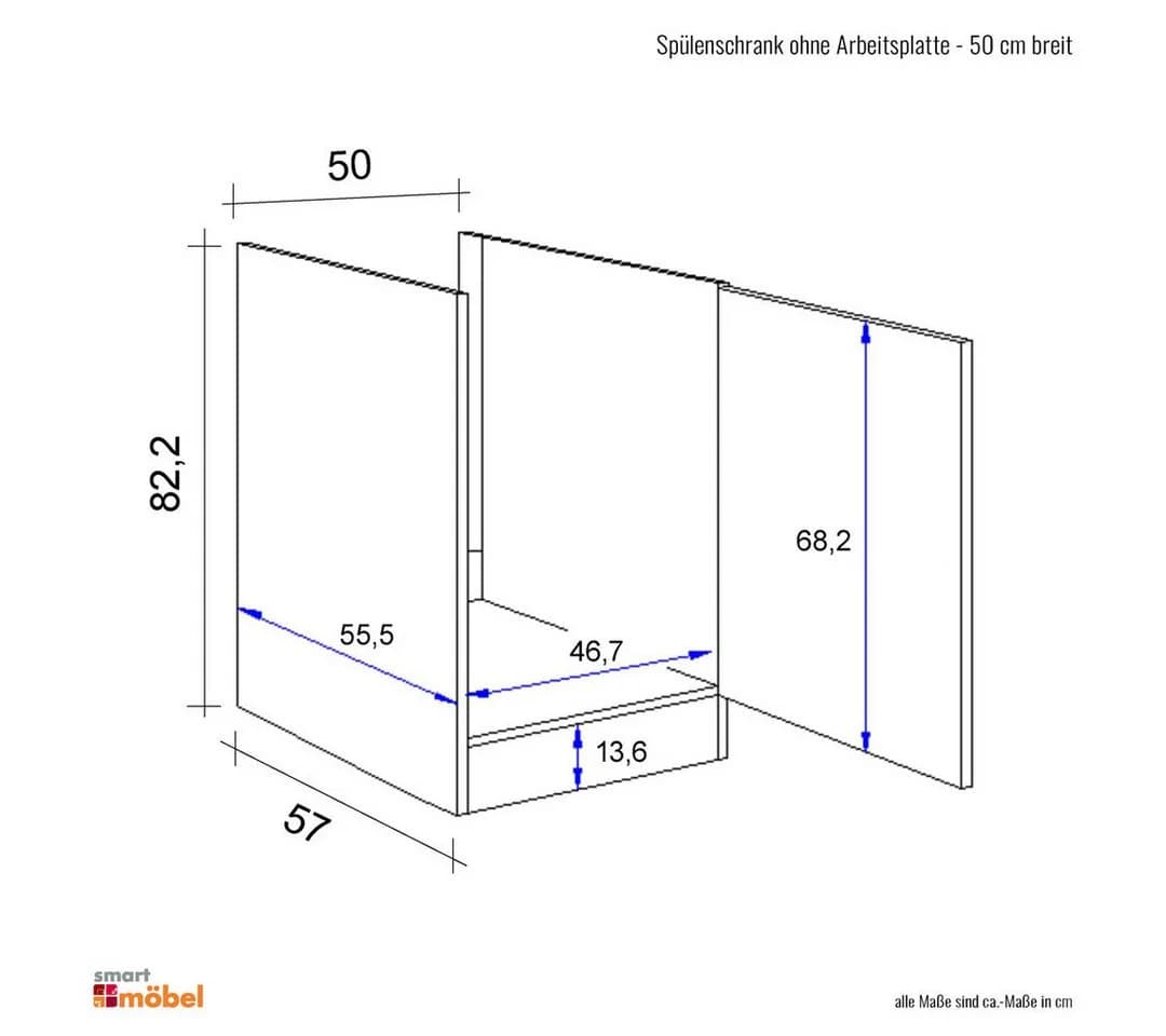 Flex-Well Spülenunterschrank 50 cm Basaltgrau Matt - Bild 4