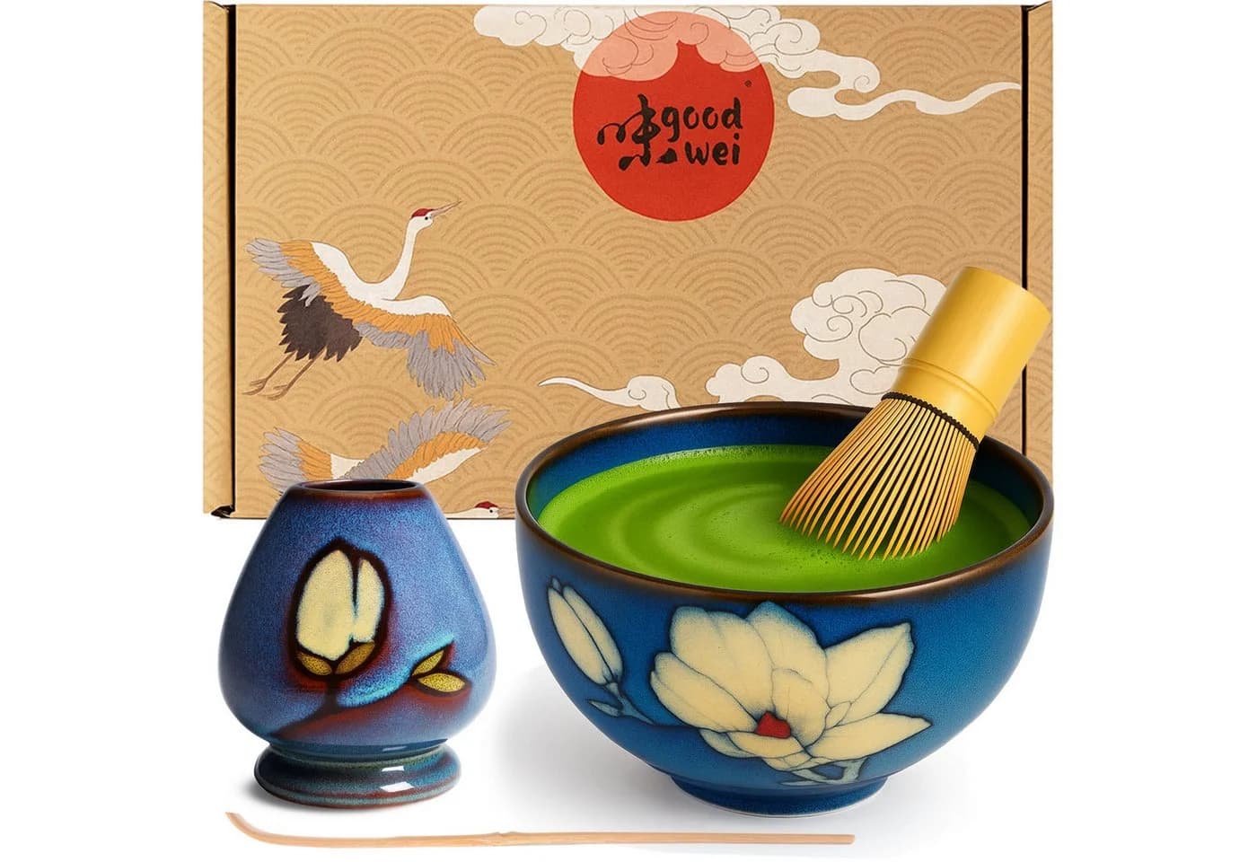 Goodwei Matcha Teezeremonie Set "Magnolia" 4-tlg. Keramik & Bambus Weiß - Bild 2