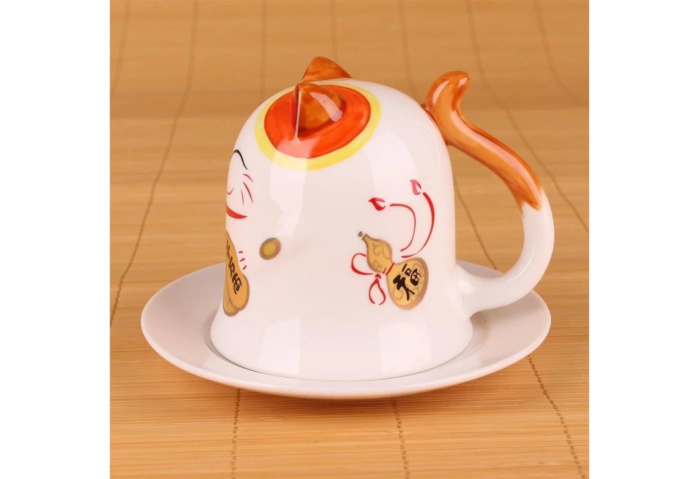 Goodwei Maneki-Neko Kaffeetasse Porzellan Japanische Glückskatze Deko