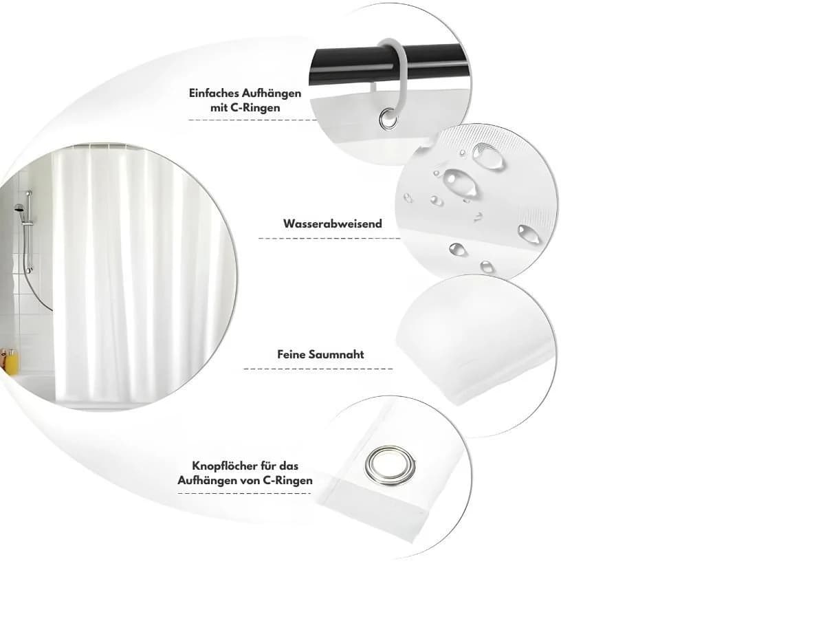 LikeKa Duschvorhang aus Polyester 180x180 cm mit Ringen - Bild 5