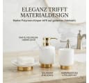LikeKa Badaccessoire-Set 3-teilig Weiß/Gold Polyresin & Edelstahl Bild 4