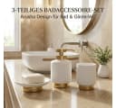 LikeKa Badaccessoire-Set 3-teilig Weiß/Gold Polyresin & Edelstahl Bild 5