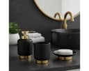 LikeKa Badaccessoire-Set 5-tlg. Schwarz Matt Gold mit Kosmetikeimer Bild 1
