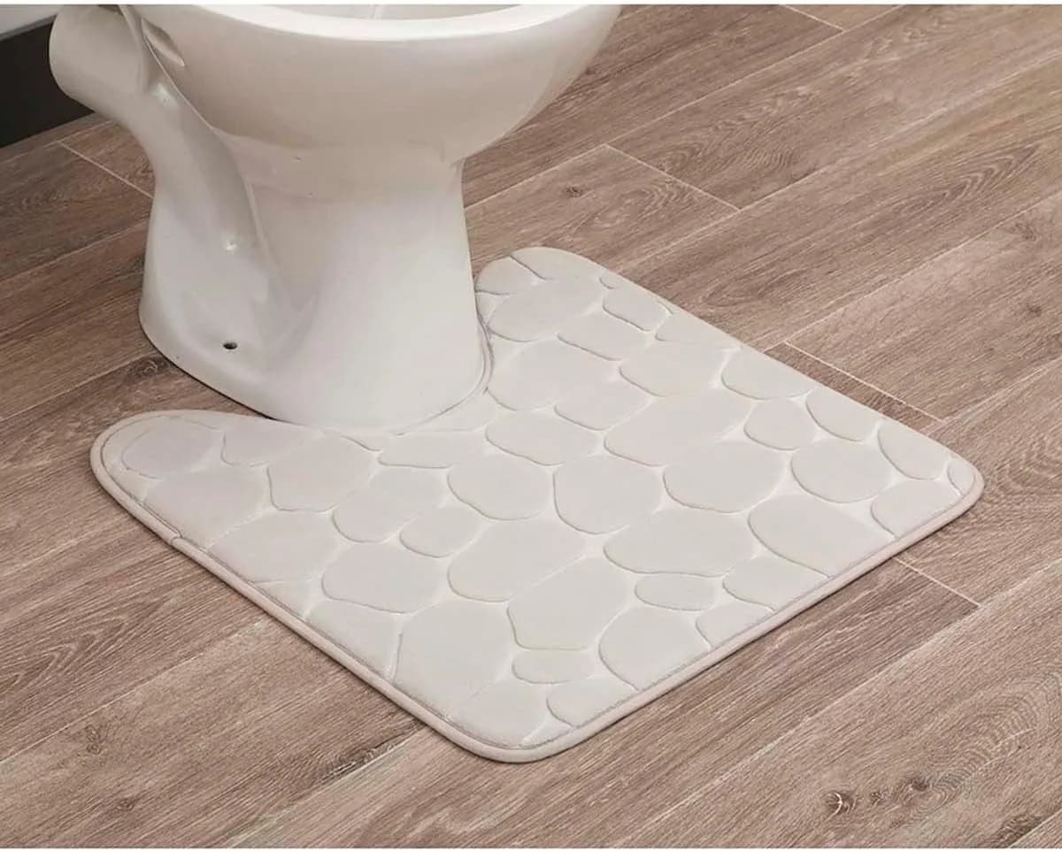 LikeKa WC-Vorleger mit Ausschnitt, Weicher Badteppich Weiß