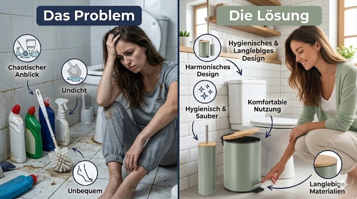 LikeKa Badaccessoire-Set 2-tlg. Toilettenbürste & Eimer Bambus matt - Bild 3