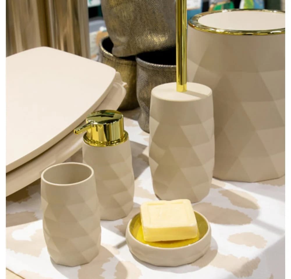 LikeKa Badaccessoire-Set Goldeffekt Seifenspender Toilettenbürste