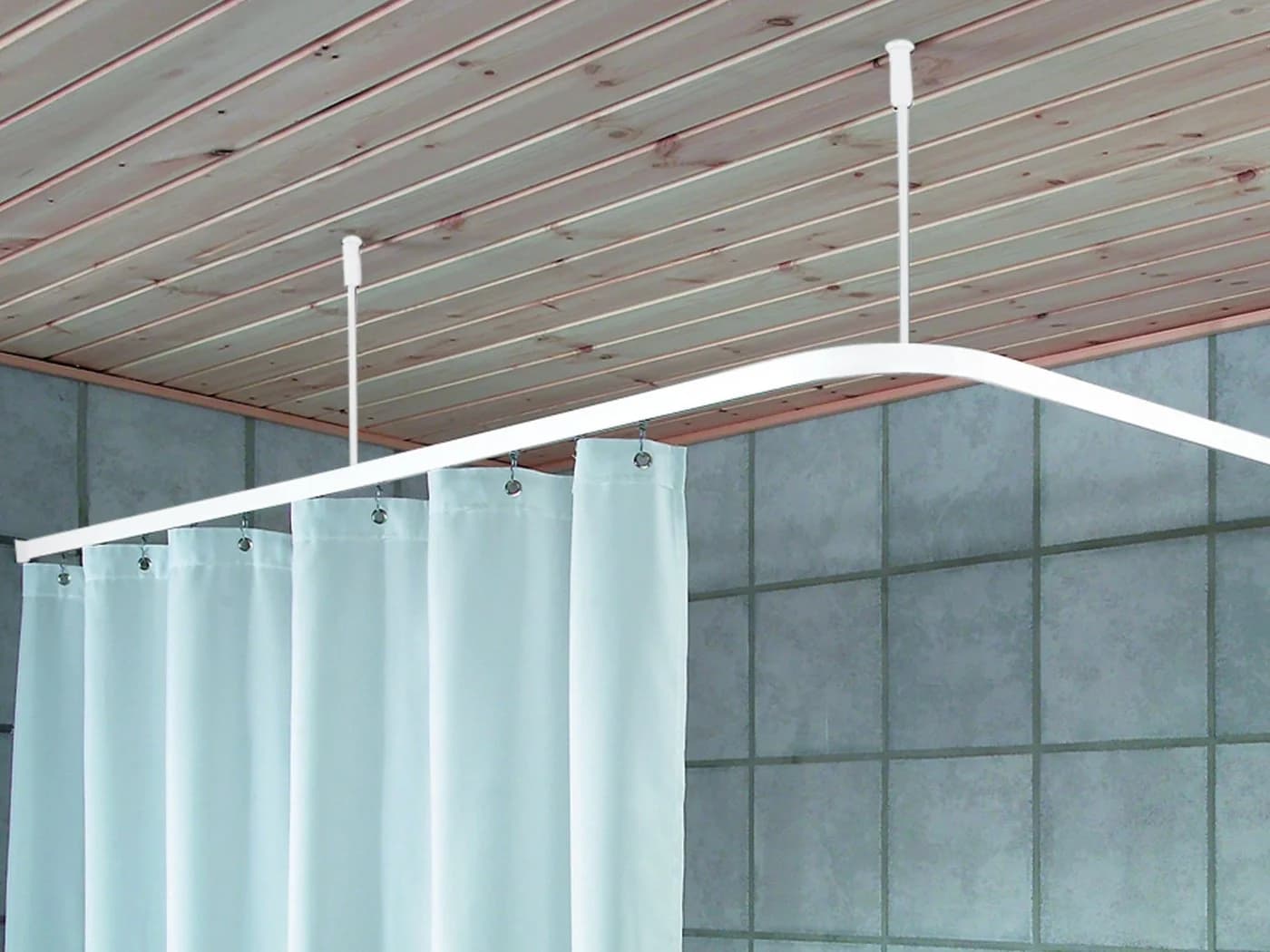 LikeKa Duschvorhangstange L-Form & U-Form Aluminium Silber Barrierefrei - Bild 2