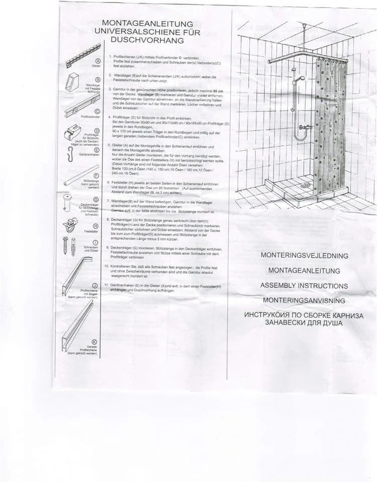 LikeKa Duschvorhangstange L-Form & U-Form Aluminium Silber Barrierefrei - Bild 4