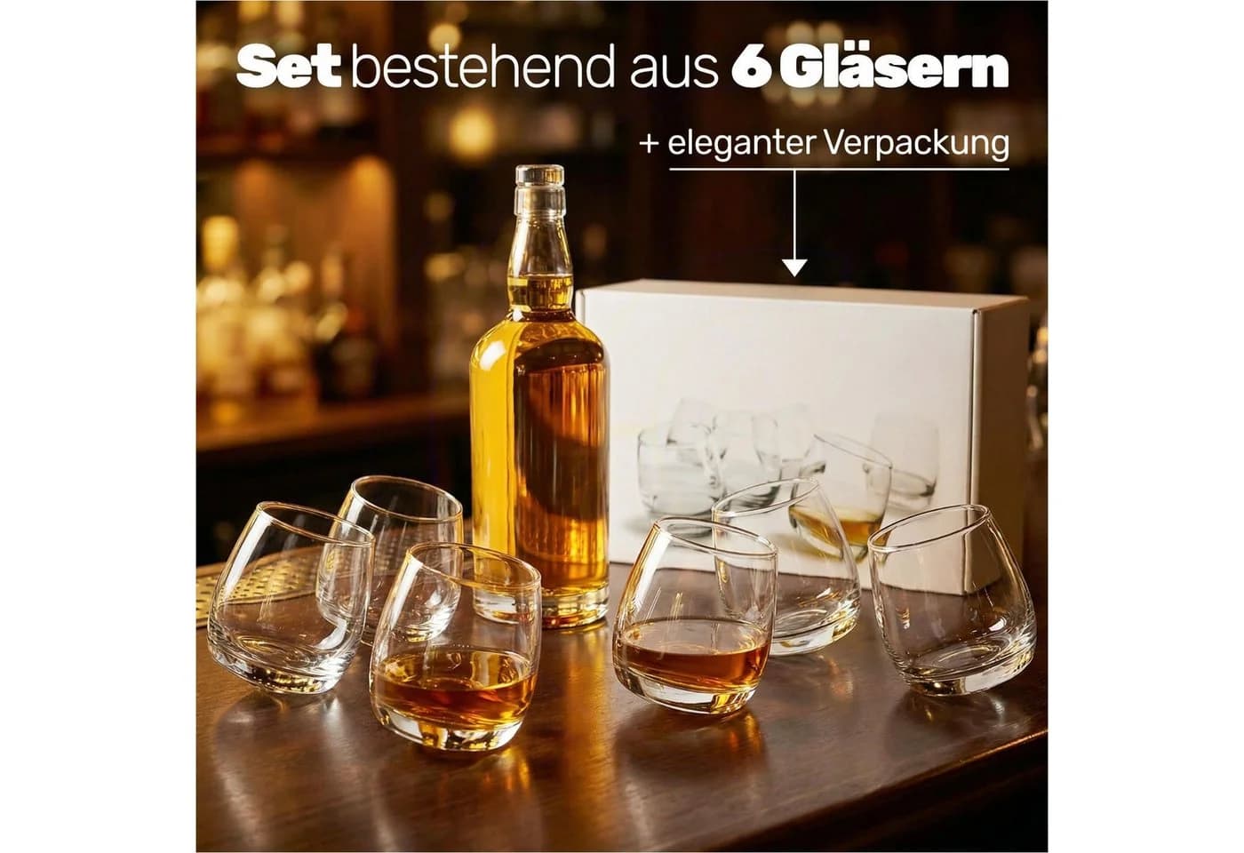Gravidus Bar Rocking Whisky Glas 6er Set Transparent