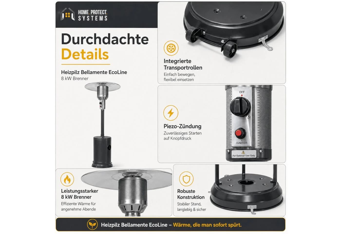 APANA Heizstrahler Eco Gasheizer Terrassenheizstrahler Anthrazit - Bild 4