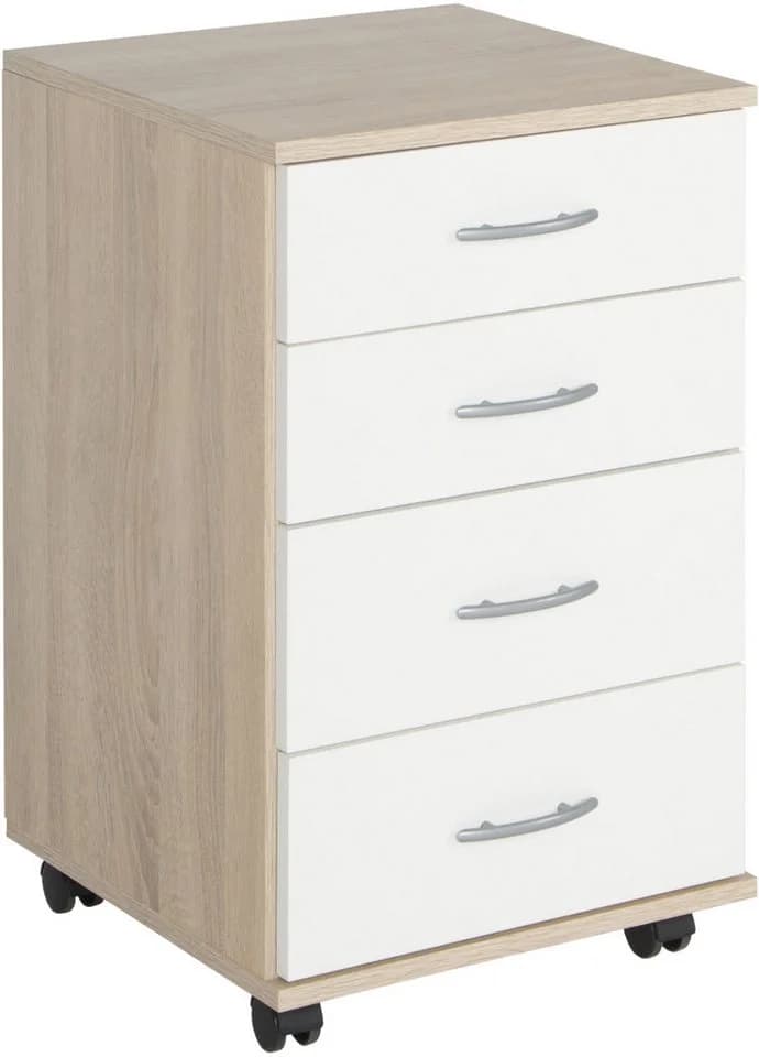 VOGL Möbelfabrik Rollcontainer Barrie Bürocontainer mit Schubladen Beige/Weiß