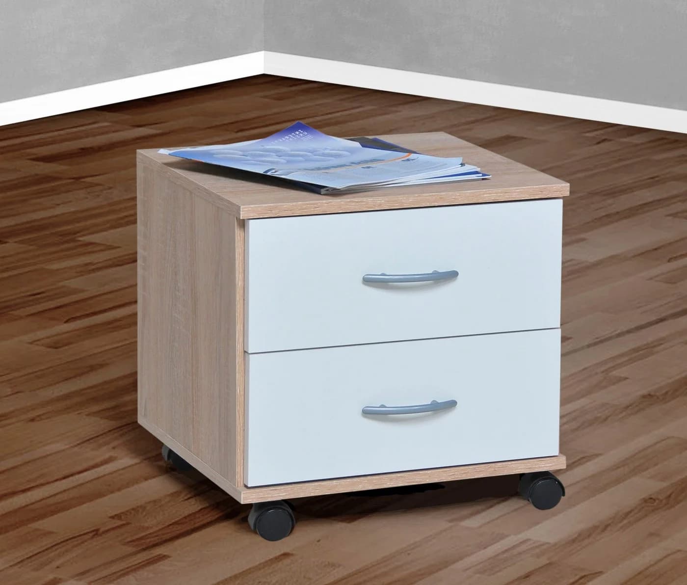 VOGL Rollcontainer Barrie Bürocontainer mit Rollen Beige/Weiß