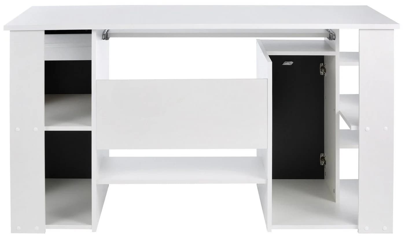 VOGL Schreibtisch Tim mit Stauraum und Tastaturauszug Weiß-Schwarz - Bild 4