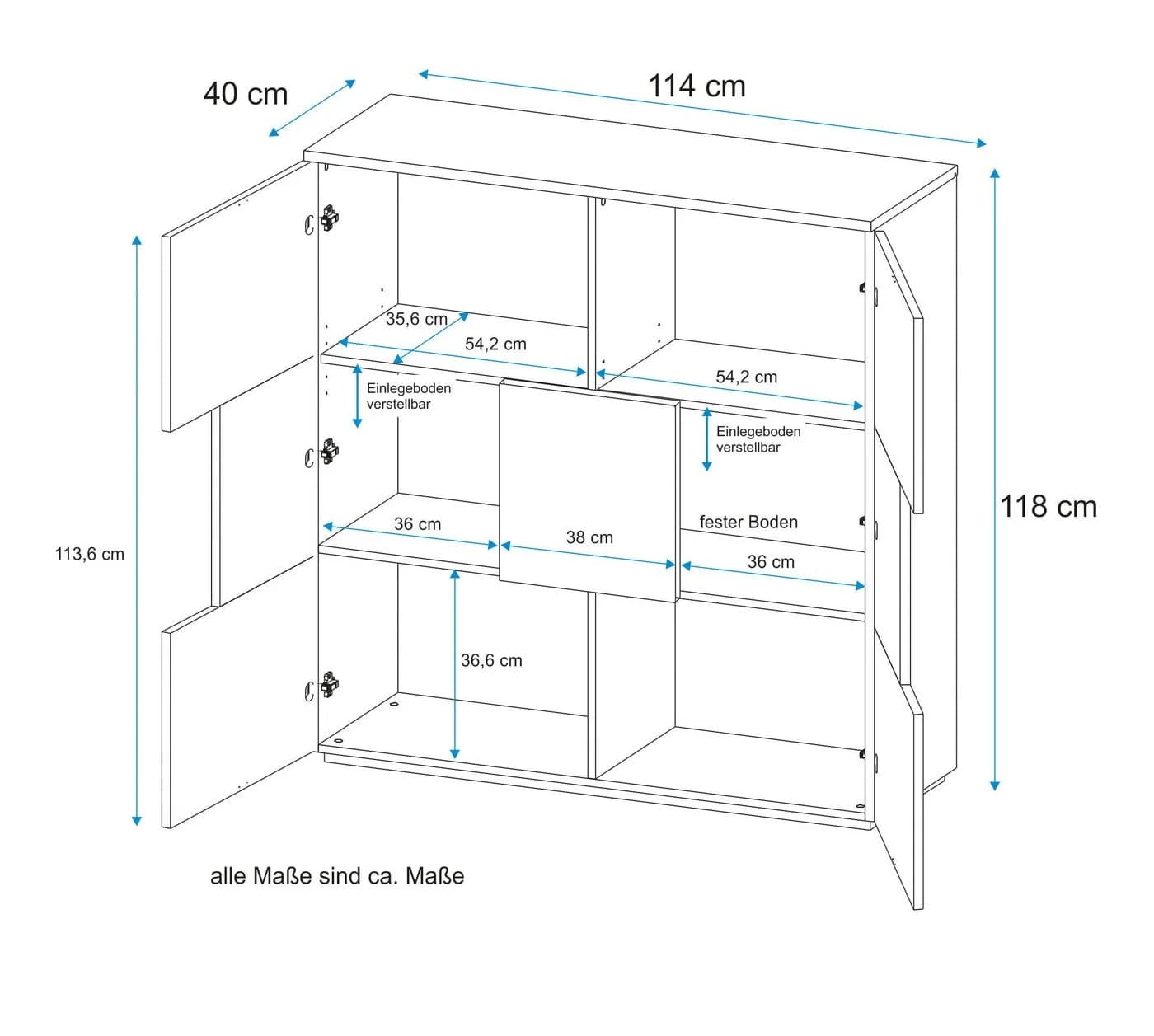 VOGL Highboard Turin Altholzeiche Weiß mit Soft-Close - Bild 3