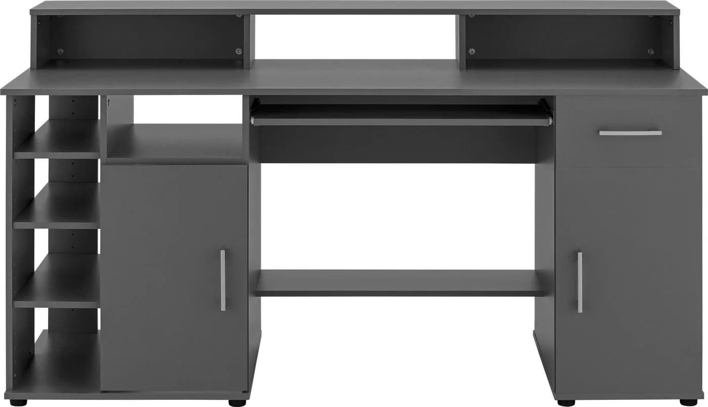 VOGL Schreibtisch Timra mit Monitoraufsatz & Tastaturauszug Grau - Bild 2