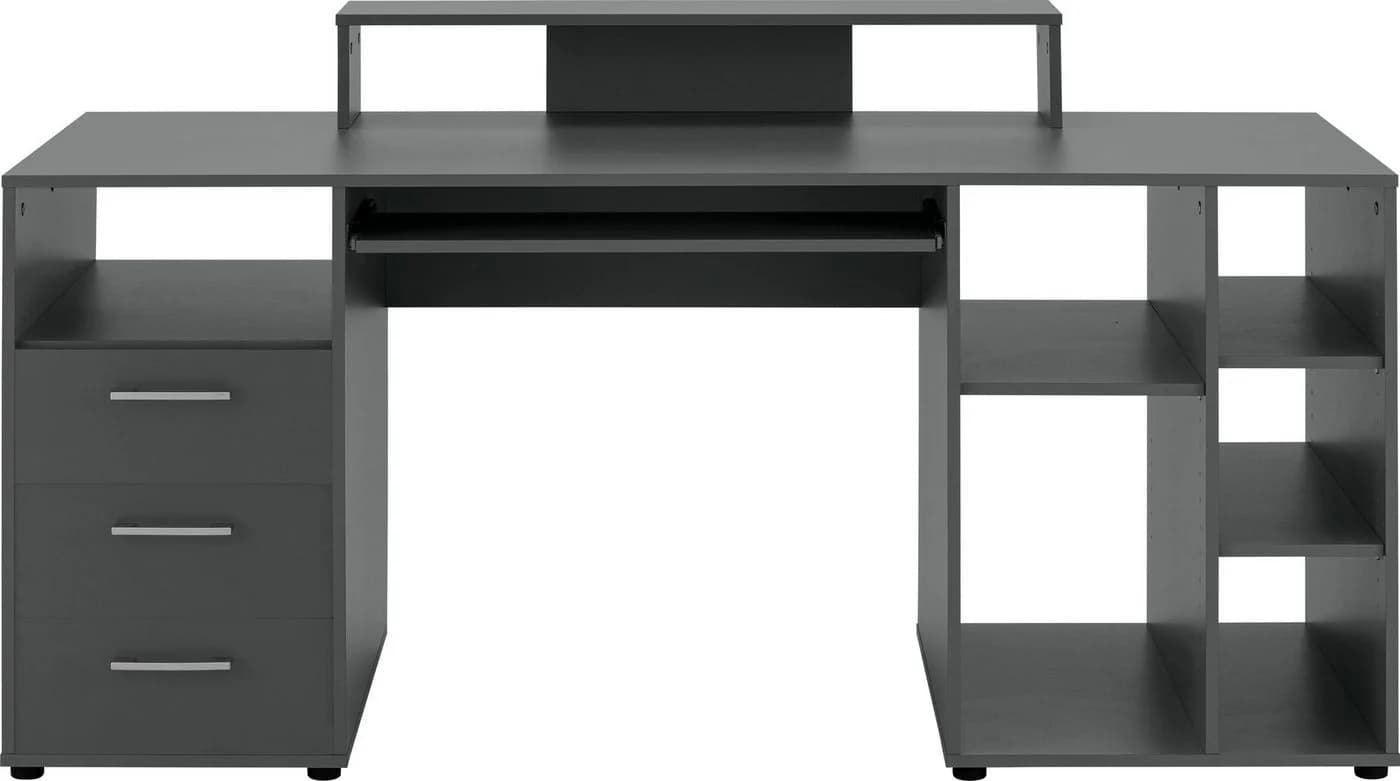 VOGL MÖBELFABRIK Schreibtisch Timra Graphit mit Schubladen und Aufsatz - Bild 2