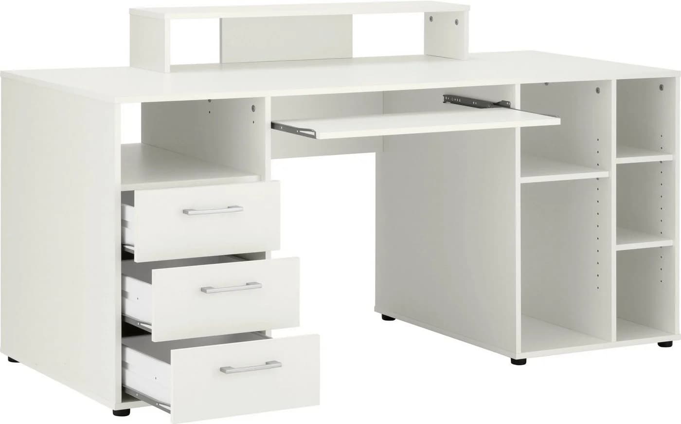 VOGL Schreibtisch Timra Weiß mit Schubladen und Aufsatz - Bild 4