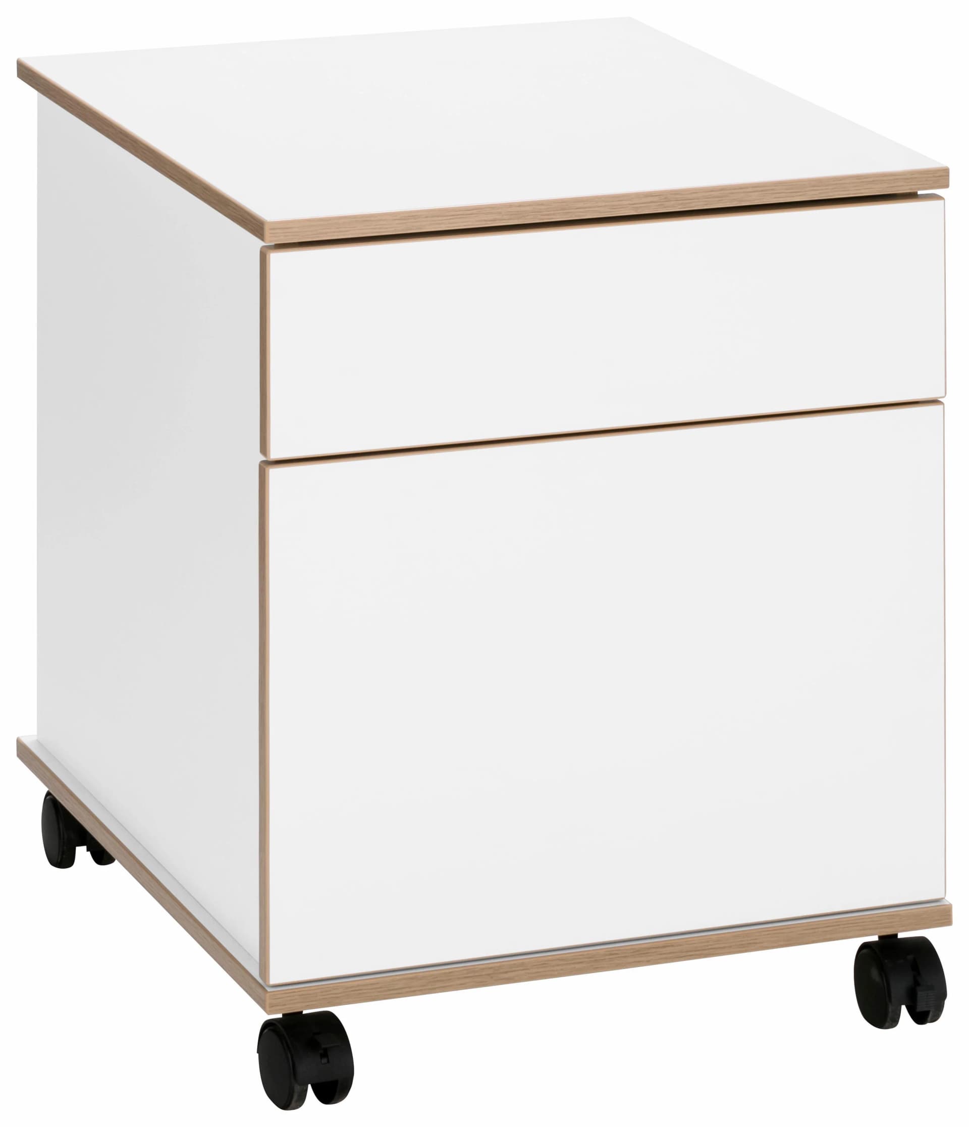 VOGL Rollcontainer Trelle Weiß Matt Eiche Furniert Soft-Close
