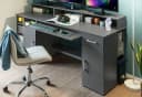 Schreibtisch VOGL MÖBELFABRIK Timra mit Monitoraufsatz, Tastaturauszug & Towerfach, Graphitgrau Bild 1