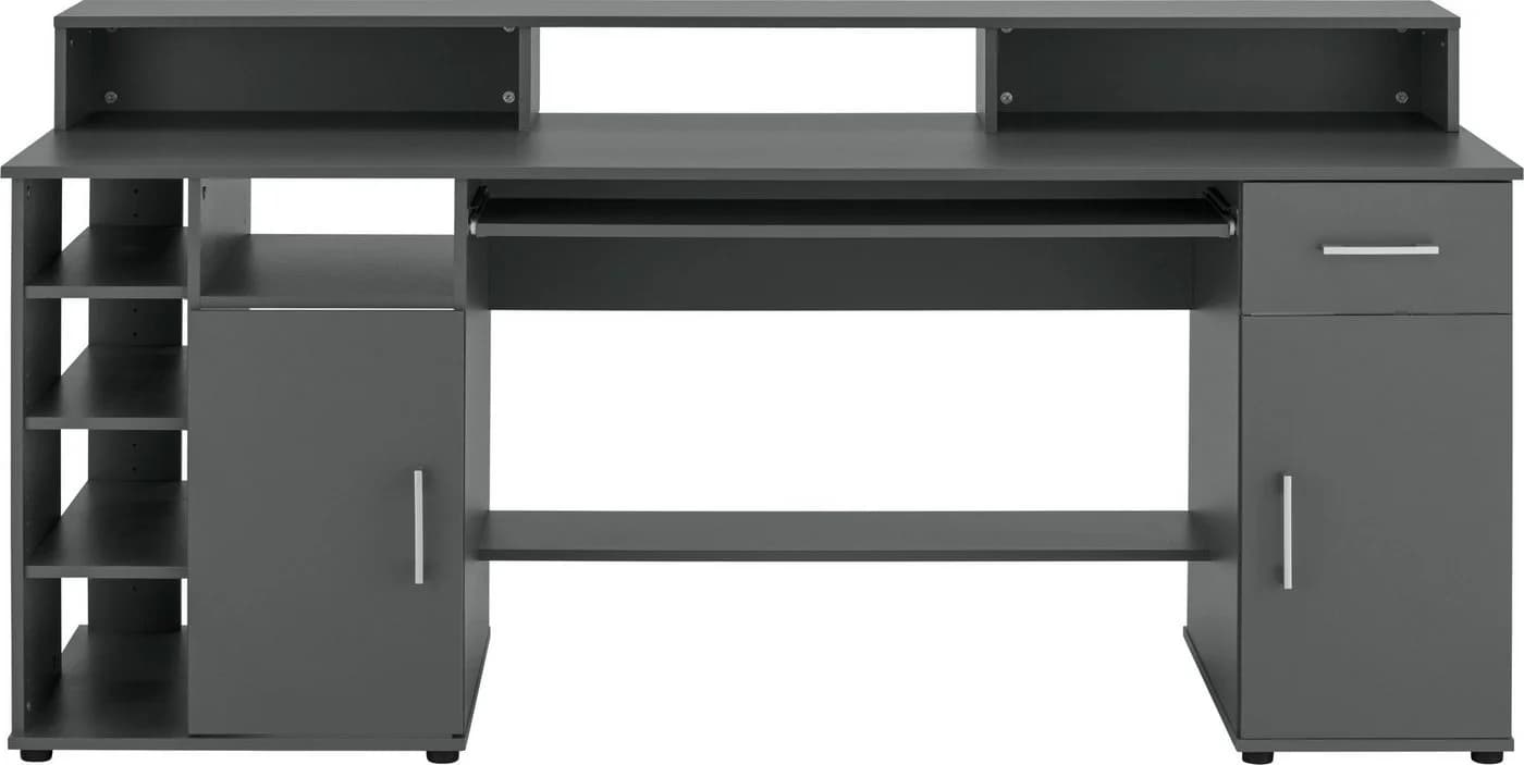 Schreibtisch VOGL MÖBELFABRIK Timra mit Monitoraufsatz, Tastaturauszug & Towerfach, Graphitgrau - Bild 2