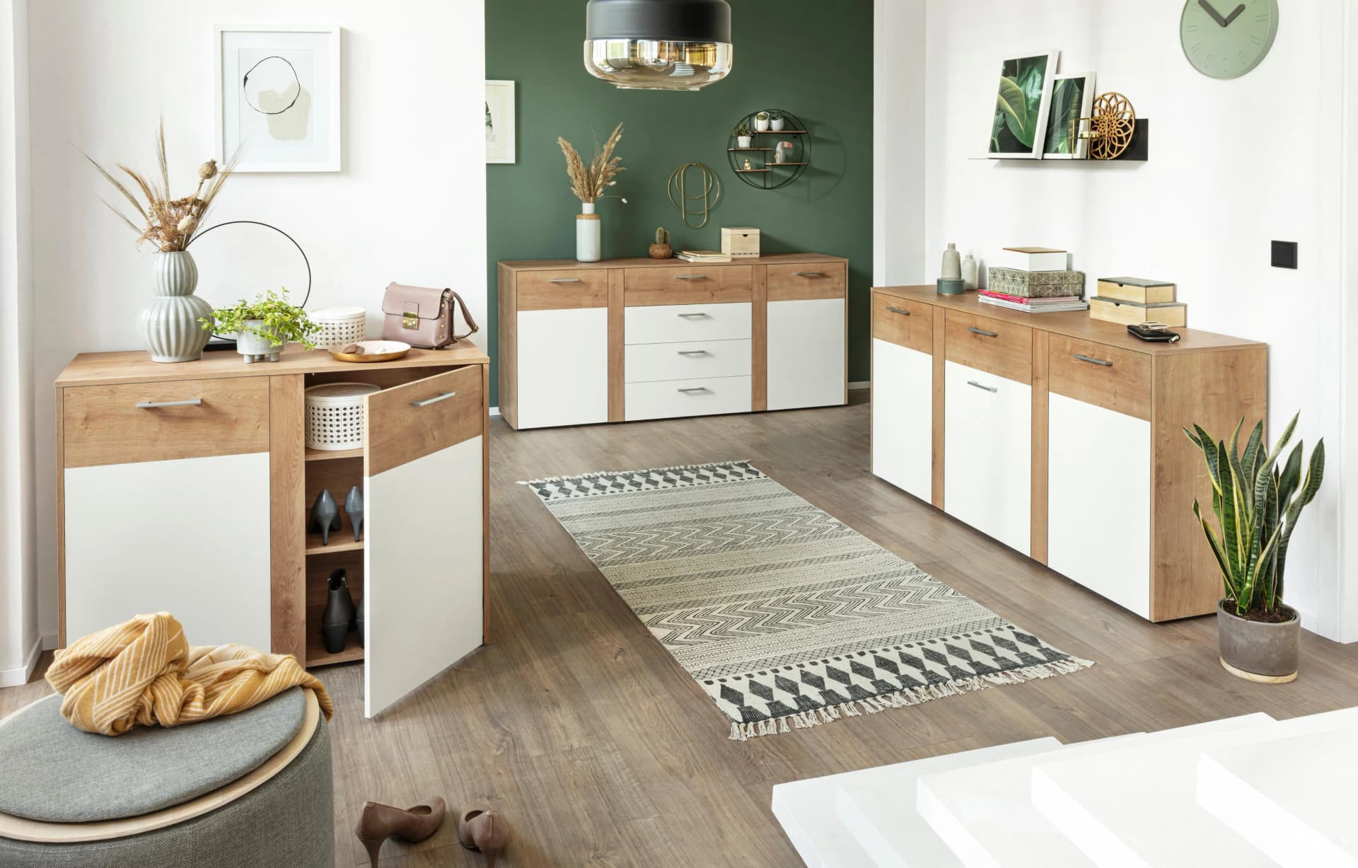 VOGL MÖBELFABRIK Kommode Tirent Eiche/Weiß mit 4 Schubkästen