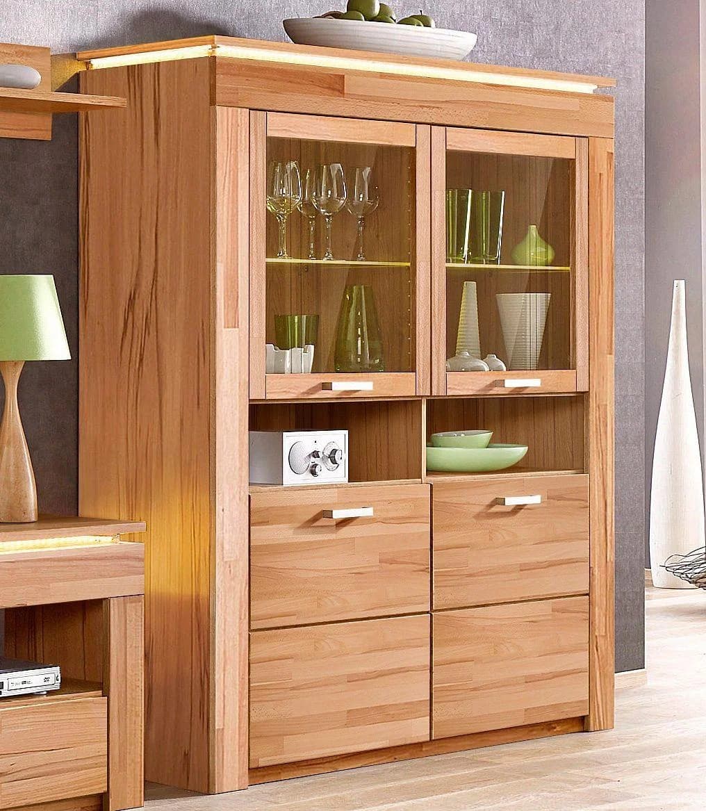 VOGL MÖBELFABRIK Vitrine Kernbuche Massivholz Front 142cm