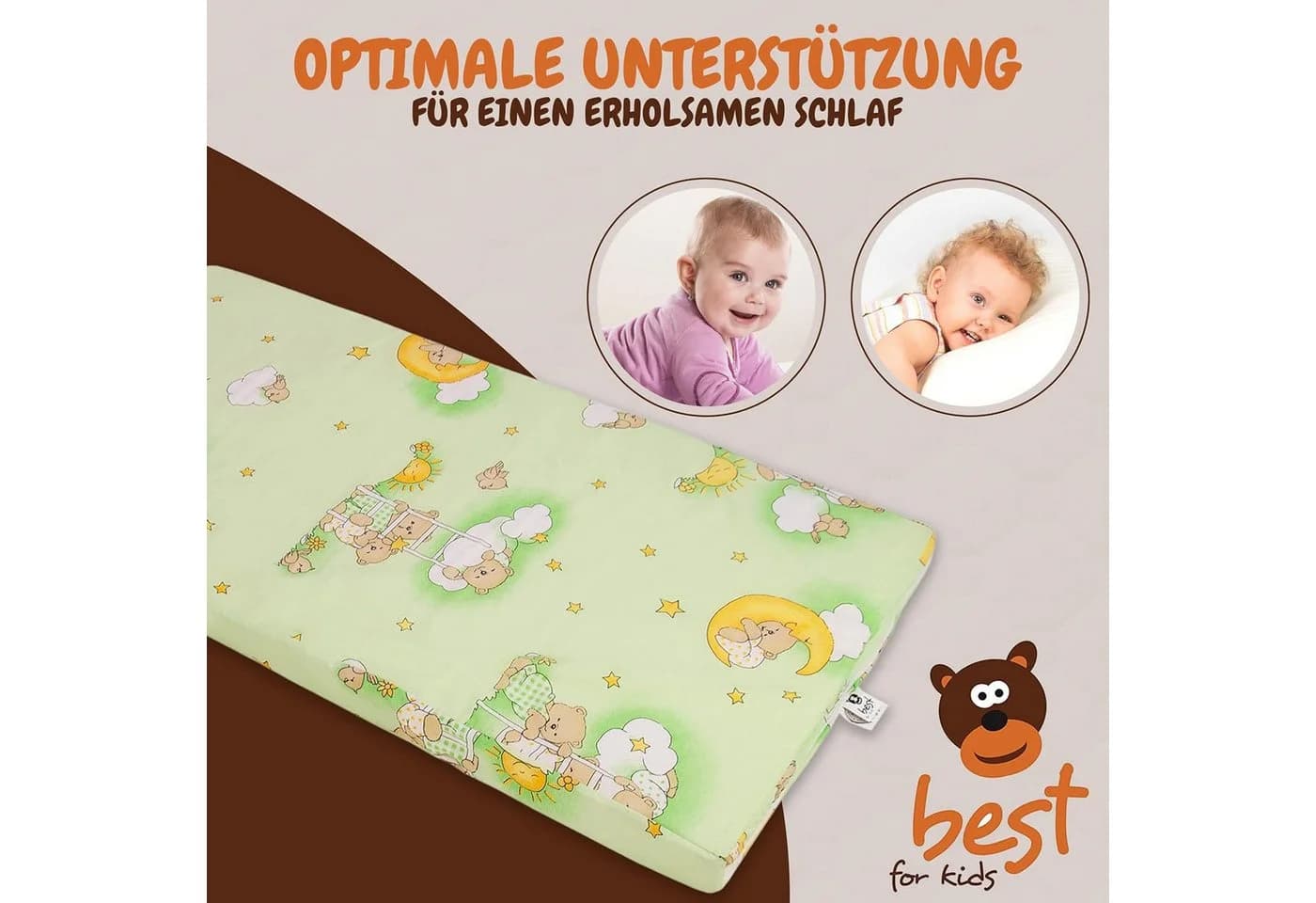Best for Kids Kindermatratze mit Baumwollbezug, Allergikergeeignet, Grün - Bild 4