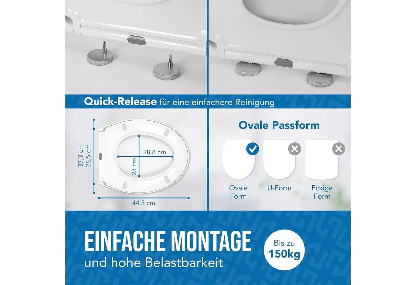 Lion Home WC-Sitz Duroplast Softclose Abnehmbar Edelstahl - Bild 4