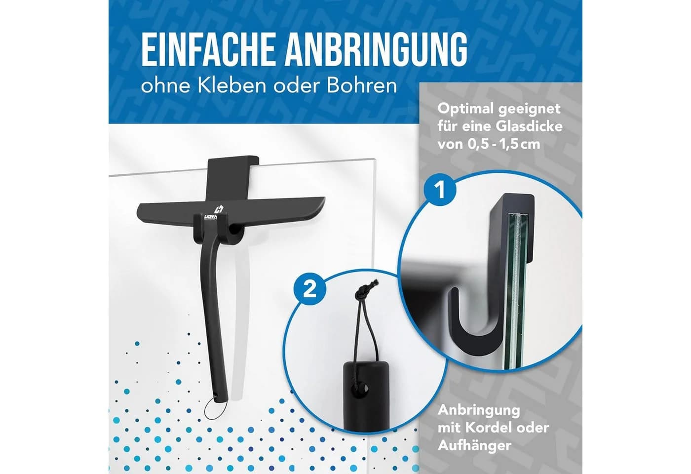 Lion Home Duschabzieher 27,5cm Matt Schwarz Inkl. Halterung - Bild 3