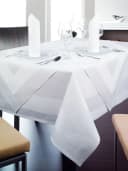 texpot Tischdecke 100% Baumwolle Vollzwirn Damast mit Atlaskante Weiß Bild 2