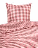 texpot Bettwäsche Landhaus Karo 100% Baumwolle mit Reißverschluss Rot-Weiß Bild 2