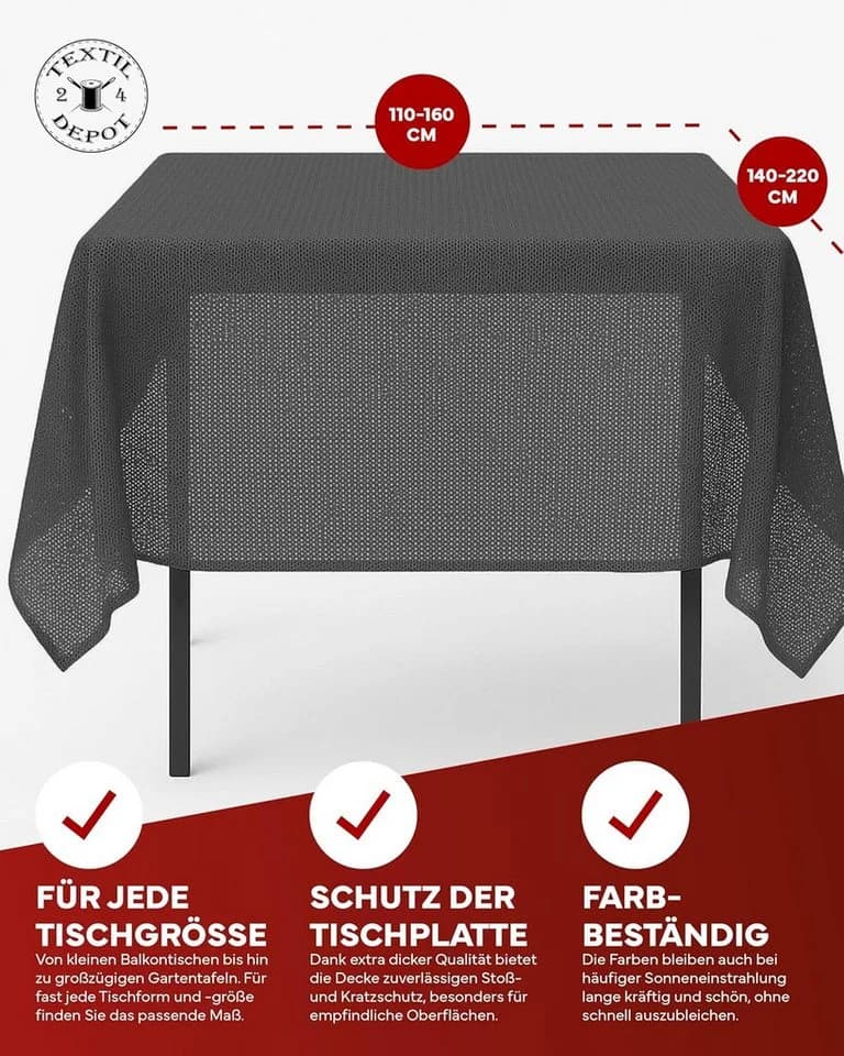 texpot PVC Gartentischdecke Grau Weichschaum - Bild 3