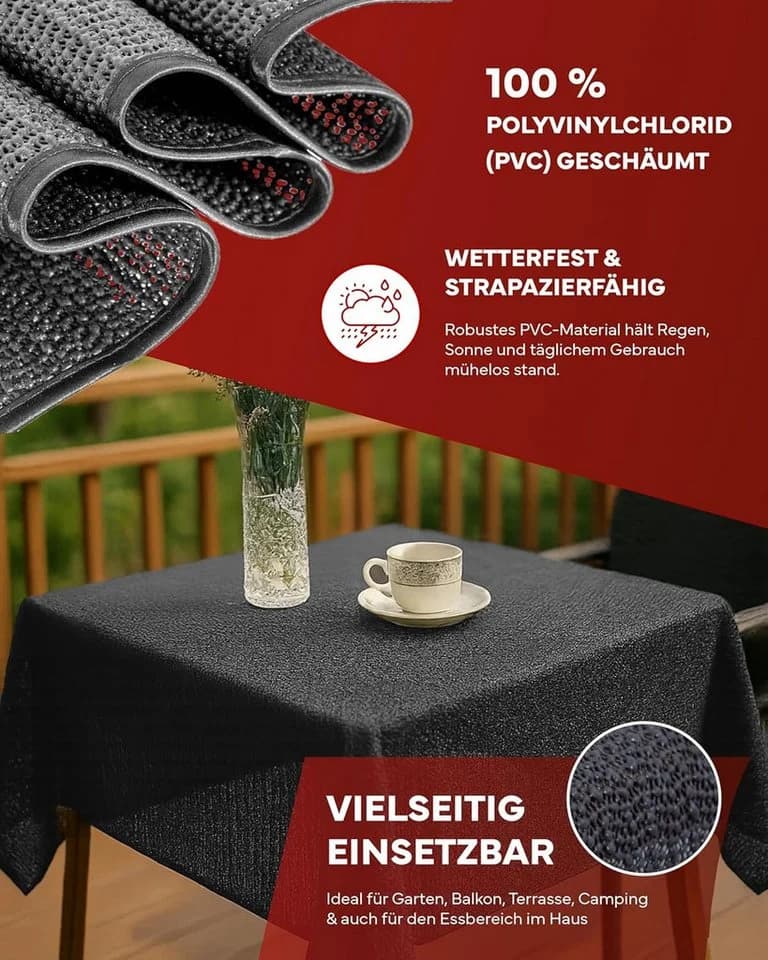 texpot PVC Gartentischdecke Grau Weichschaum - Bild 5