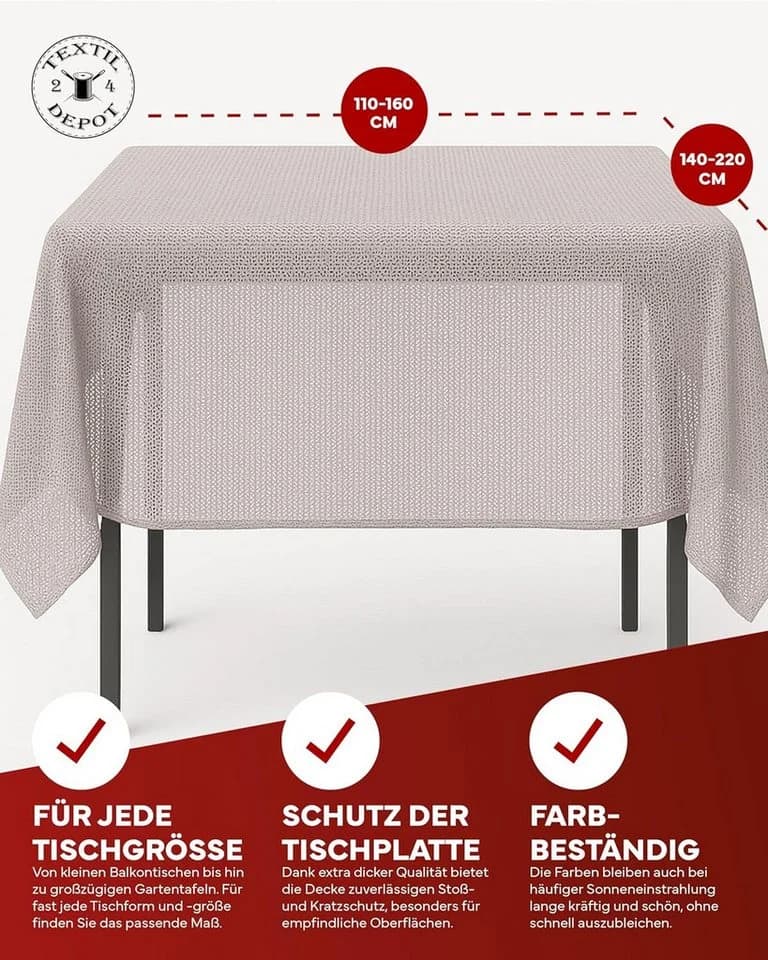 texpot Gartentischdecke PVC Schaum Beige Wetterfest - Bild 3