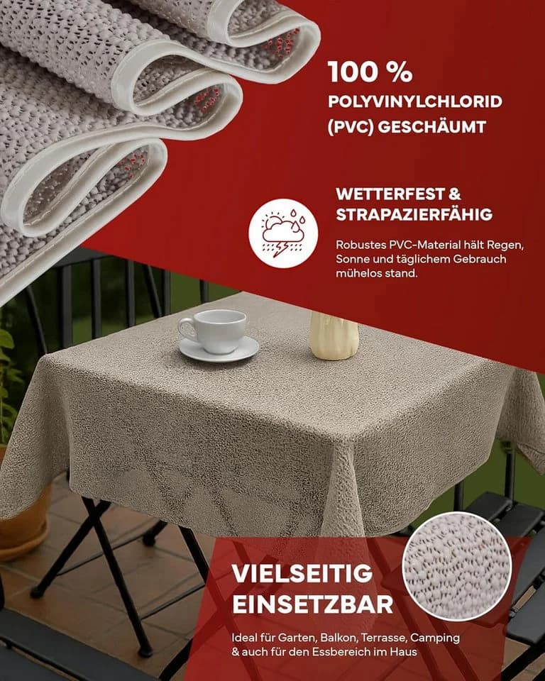 texpot Gartentischdecke PVC Schaum Beige Wetterfest - Bild 5