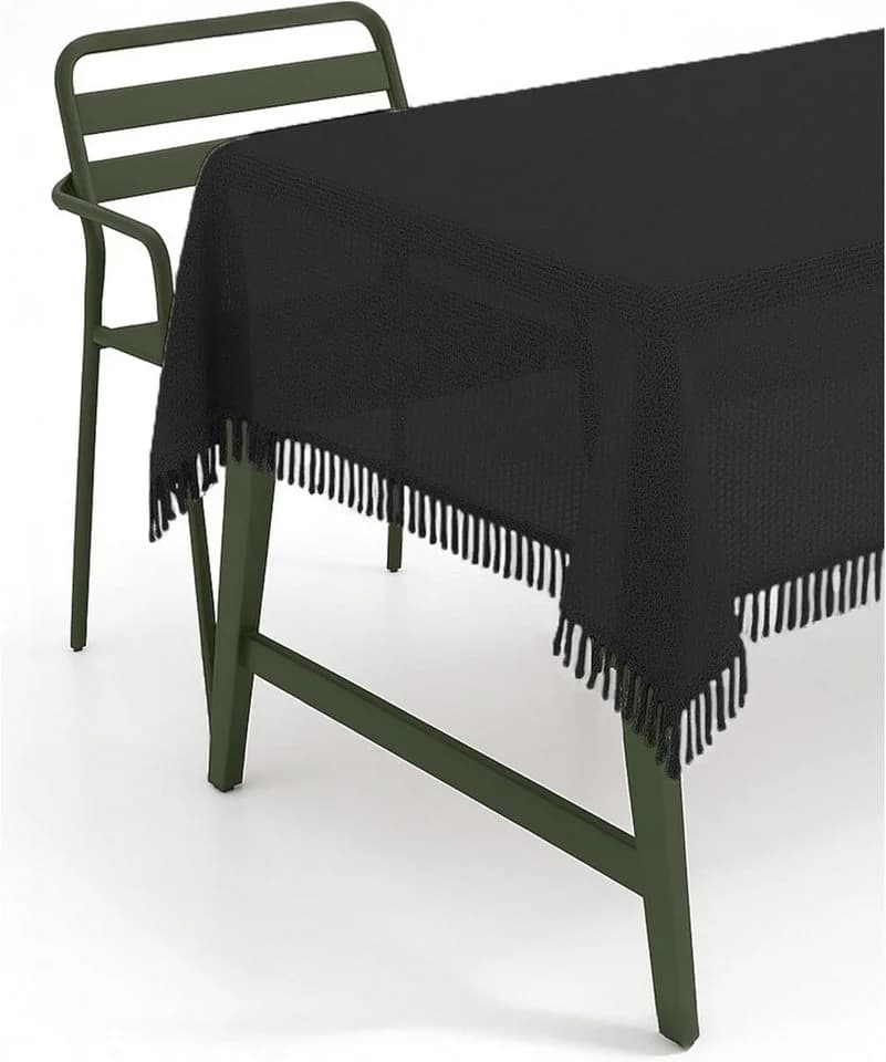 texpot Tischdecke mit Fransen Schwarz PVC wetterfest - Bild 5