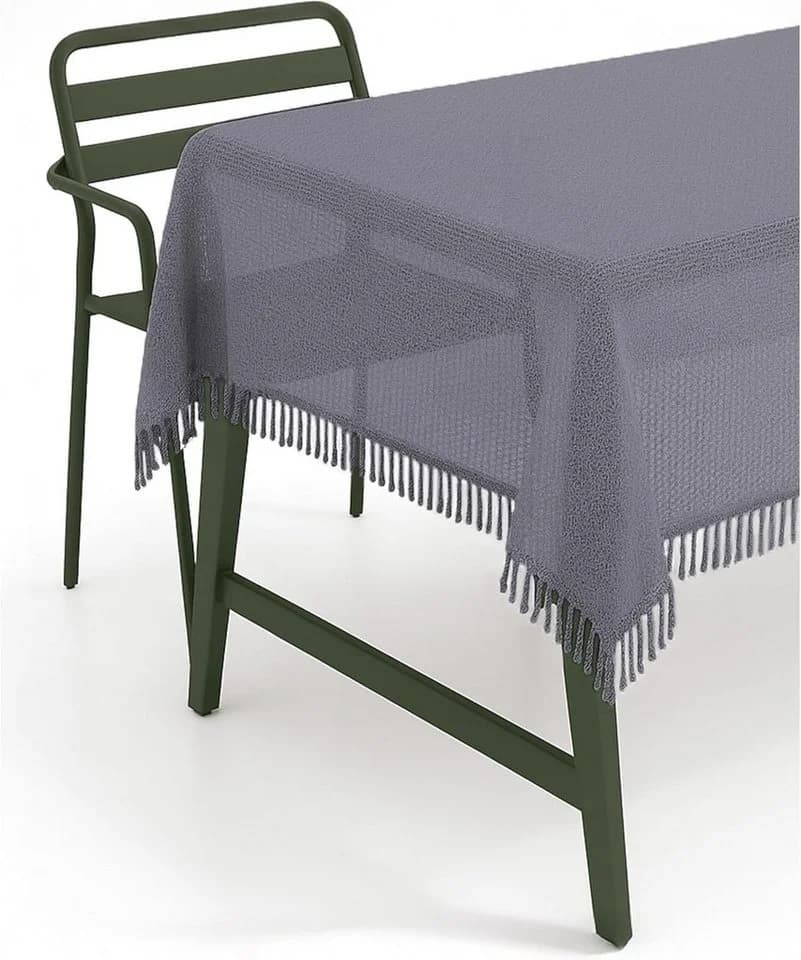 texpot Tischdecke mit Fransen Dunkelgrau PVC wetterfest - Bild 2