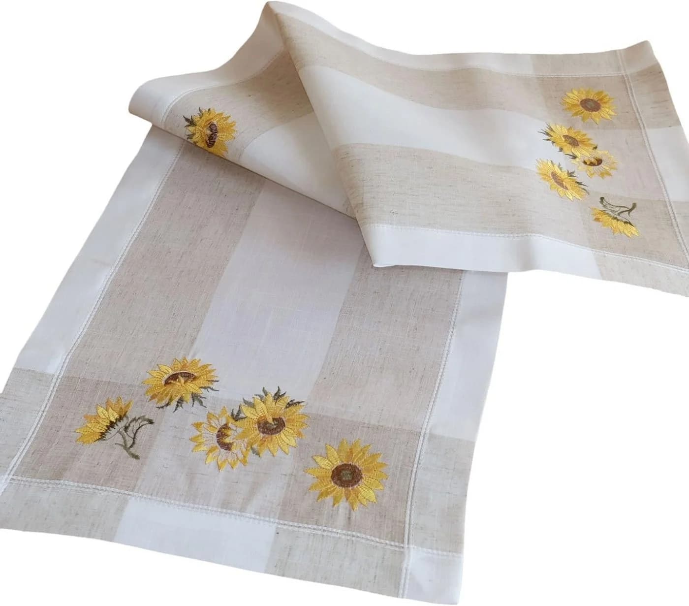 texpot Tischdecke Sonnenblumen Stickerei Frühling Sommer Tischläufer - Bild 2