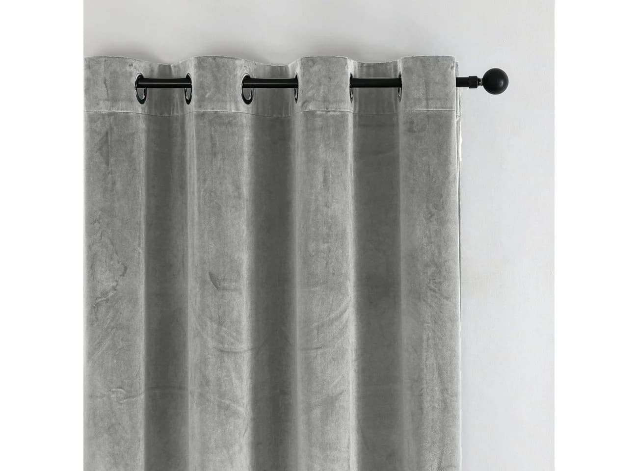 texpot Samtvorhang 140 x 245 cm wasserabweisend grau - Bild 5