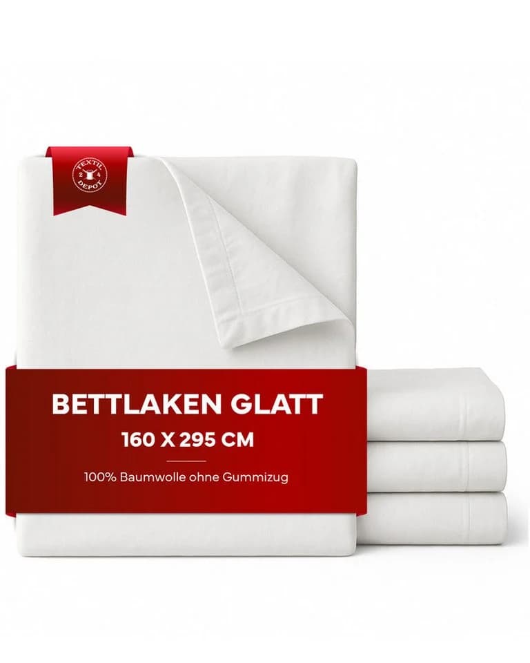 texpot Bettlaken Weiß 100% Baumwolle Glatt Ohne Gummizug - Bild 4