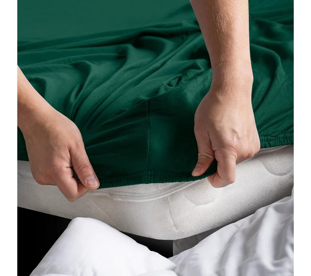 texpot Spannbettlaken Jersey 100% Baumwolle Dunkelgrün