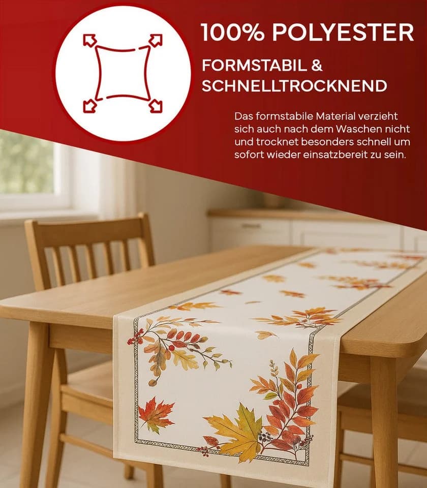 texpot Tischdecke mit Herbstblätter-Druckmotiv Bunt - Bild 3