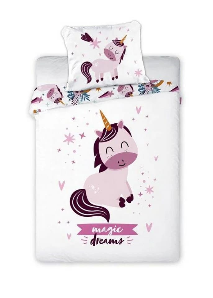 texpot Kinderbettwäsche Einhorn bedruckt Garnitur Baumwolle 2-teilig