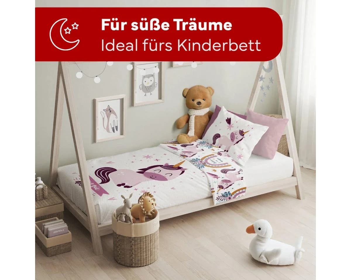 texpot Kinderbettwäsche Einhorn bedruckt Garnitur Baumwolle 2-teilig - Bild 5