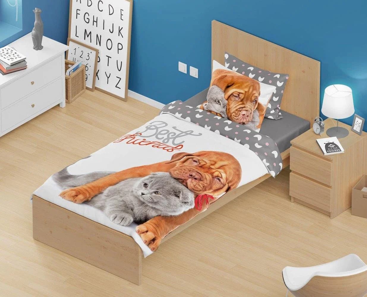 texpot Bettwäsche Garnitur Hund und Katze 100% Baumwolle Bunt - Bild 2