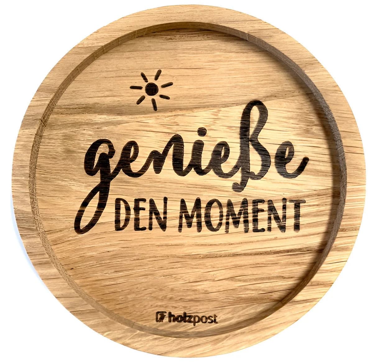 Holzpost Eiche Holz-Untersetzer mit Gravur Ø11,2cm - Bild 2